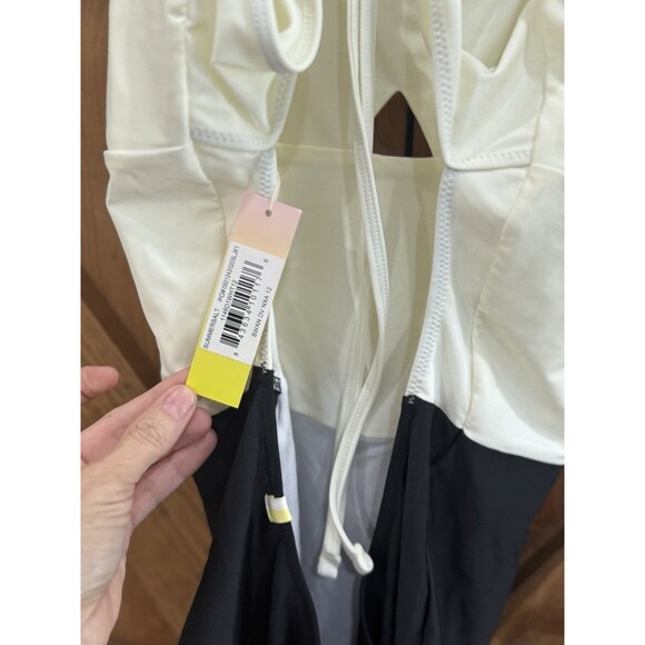 Summer salt THE SWAN DIVE ONE PIECE SWIMSUIT Black & White Women's Sz 12 New - Picture 6 of 8